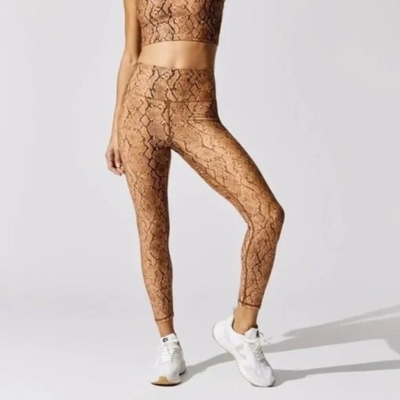NWT Carbon38 Brown Snake Print High Rise 7/8 Ankle Leggings Size XS